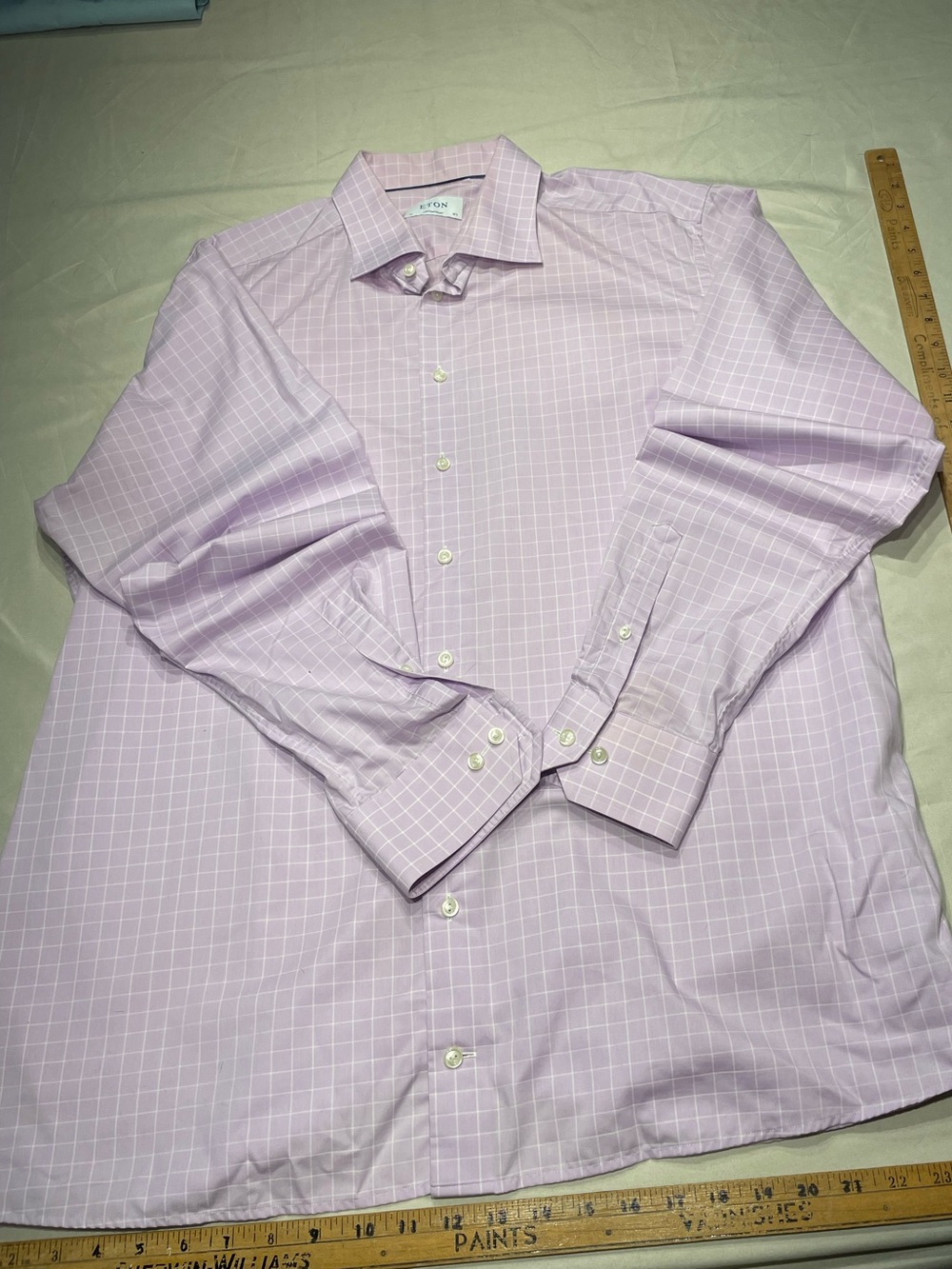 Eton Light Lavender Windowpane Dress Shirt - Spread Collar
